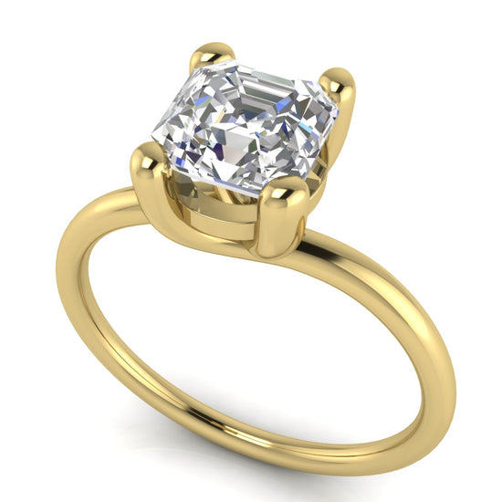 Classic Crossover Emerald Cut Moissanite Engagement Ring