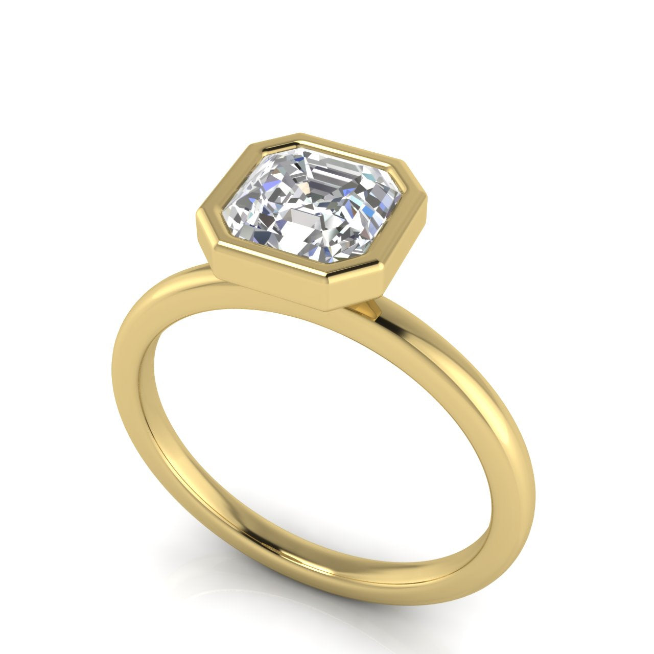 Bezel Emerald Cut Lab Diamond Engagement Ring
