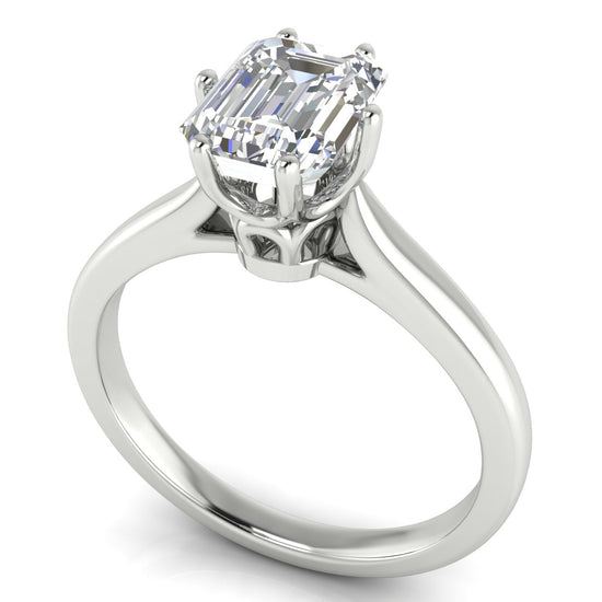 Crown Emerald Cut Lab Diamond Engagement Ring
