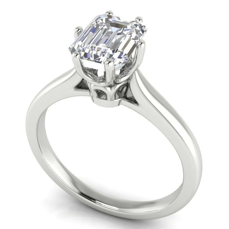 Crown Emerald Cut Lab Diamond Engagement Ring