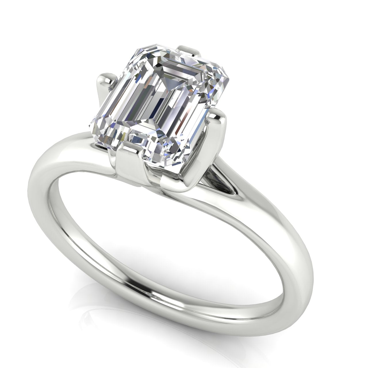 Suspended Emerald Cut Lab Diamond Engagement Ring