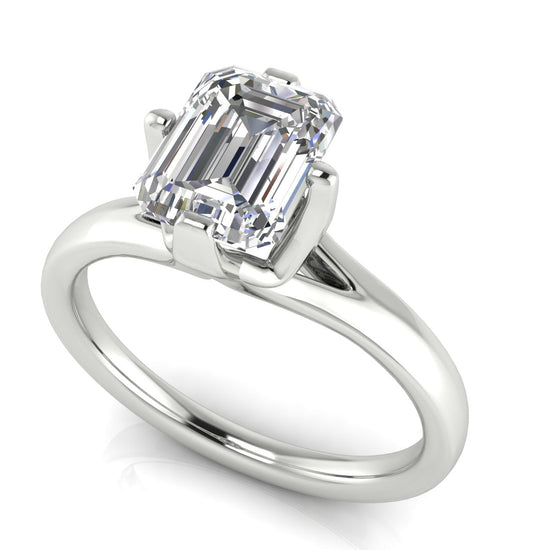 Suspended Emerald Cut Lab Diamond Engagement Ring