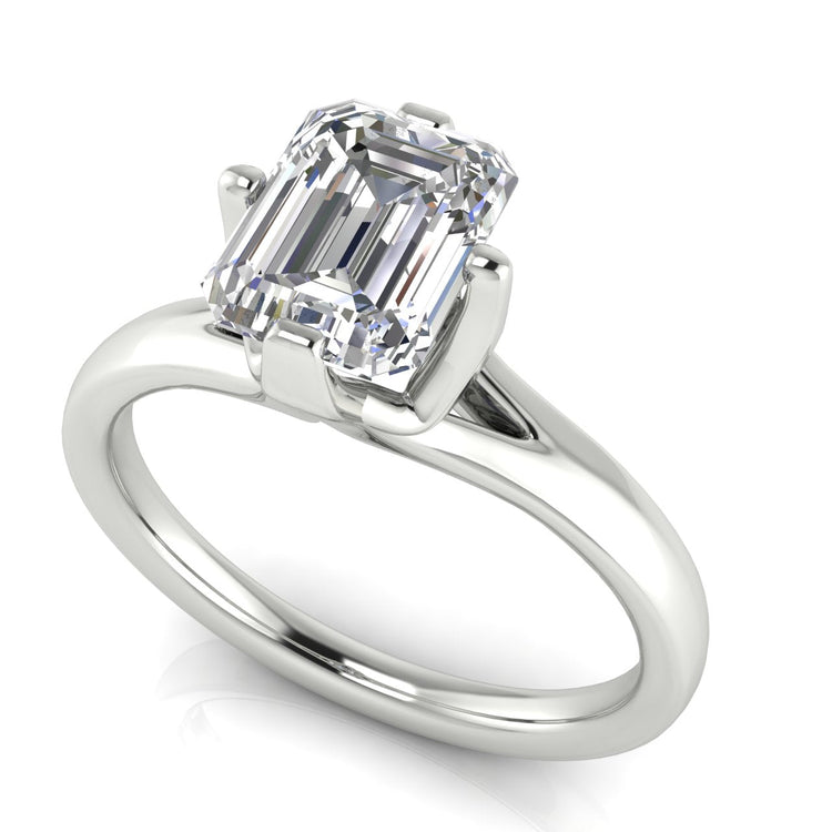 Suspended Emerald Cut Lab Diamond Engagement Ring