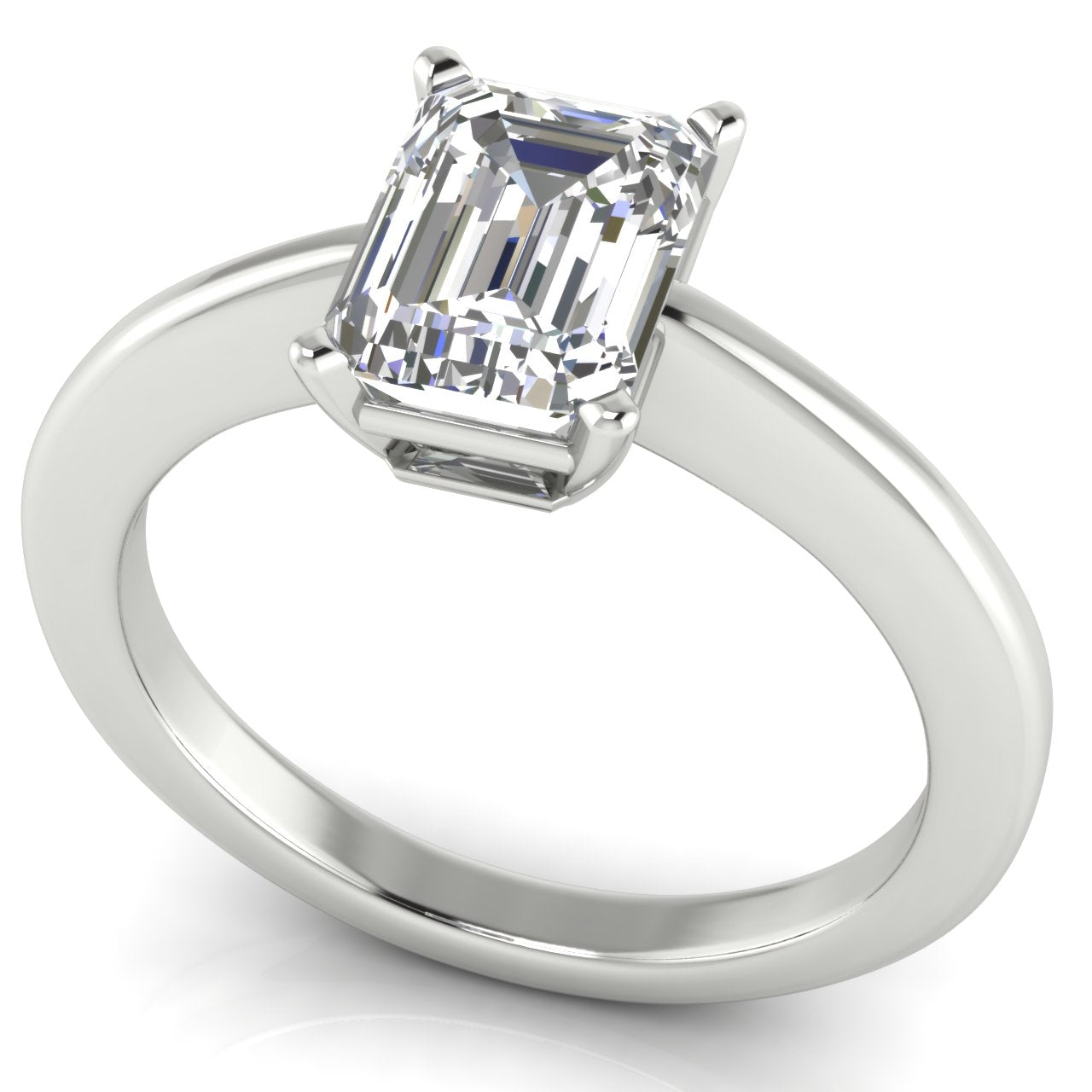 4 Prong Basket Emerald Cut Moissanite Engagement Ring