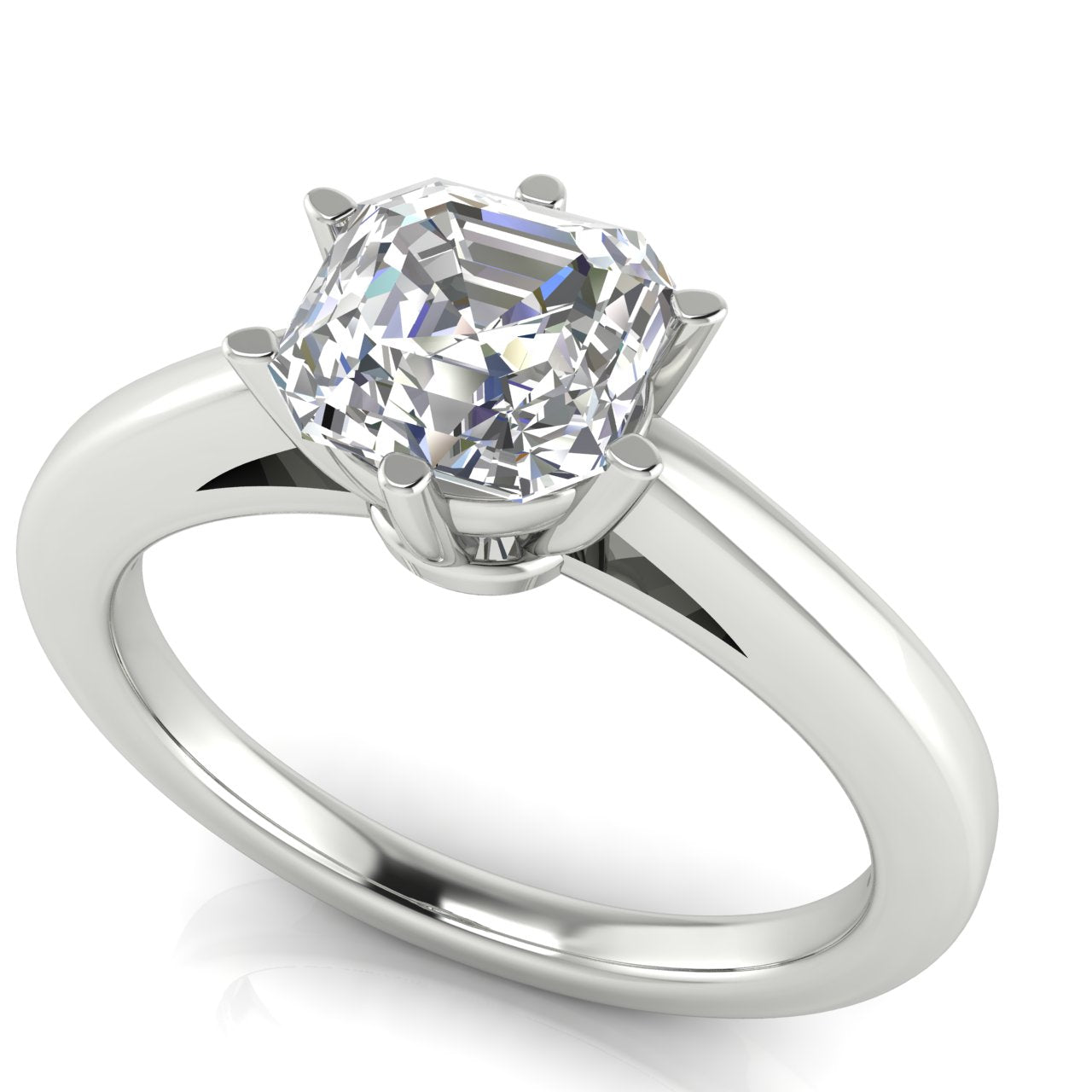 6 Prong Cathedral Emerald Cut Moissanite Engagement Ring