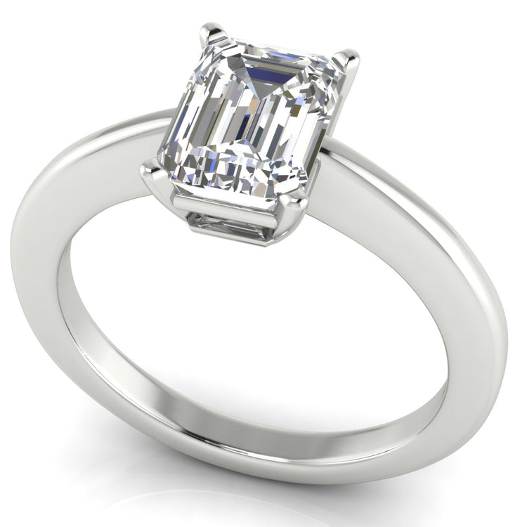 4 Prong Basket Emerald Cut Lab Diamond Engagement Ring