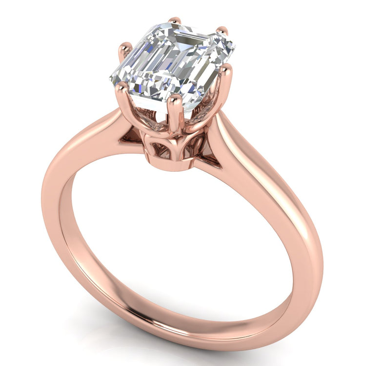 Crown Emerald Cut Lab Diamond Engagement Ring