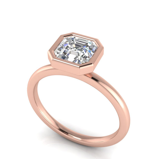 Bezel Emerald Cut Lab Diamond Engagement Ring