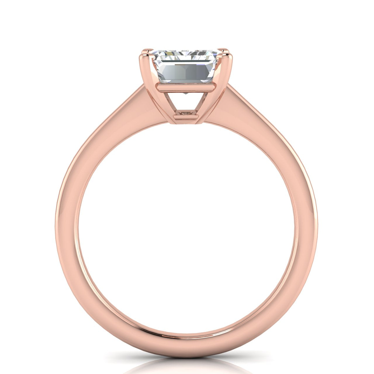 Basket Set Floating Emerald Cut Moissanite Engagement Ring