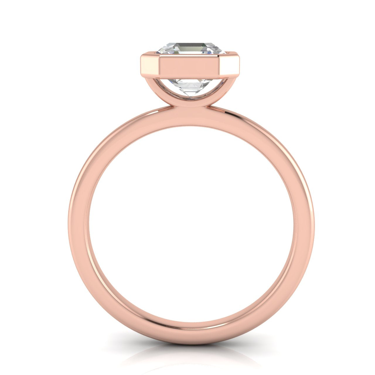 Bezel Emerald Cut Lab Diamond Engagement Ring