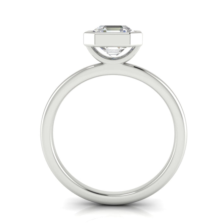 Bezel Emerald Cut Lab Diamond Engagement Ring
