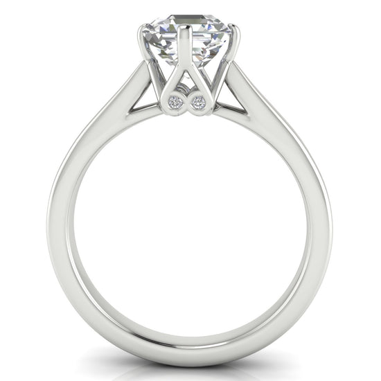 Hidden Accent Emerald Cut Moissanite Engagement Ring
