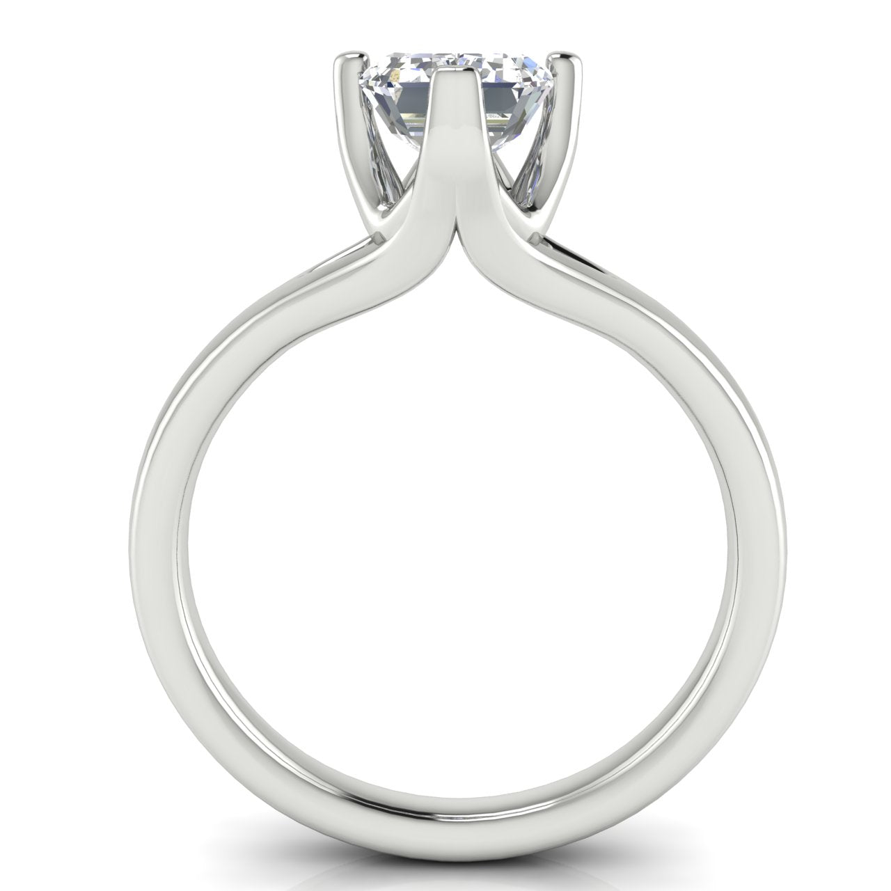 Suspended Emerald Cut Lab Diamond Engagement Ring