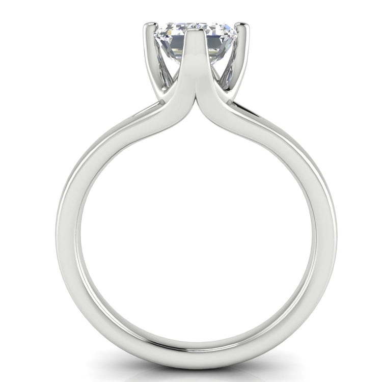 Suspended Emerald Cut Lab Diamond Engagement Ring