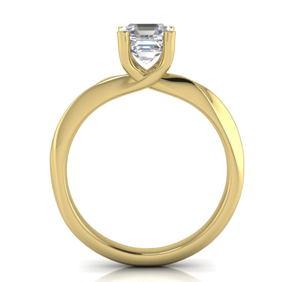 Knife Edge Crossover Emerald Cut Lab Diamond Engagement Ring