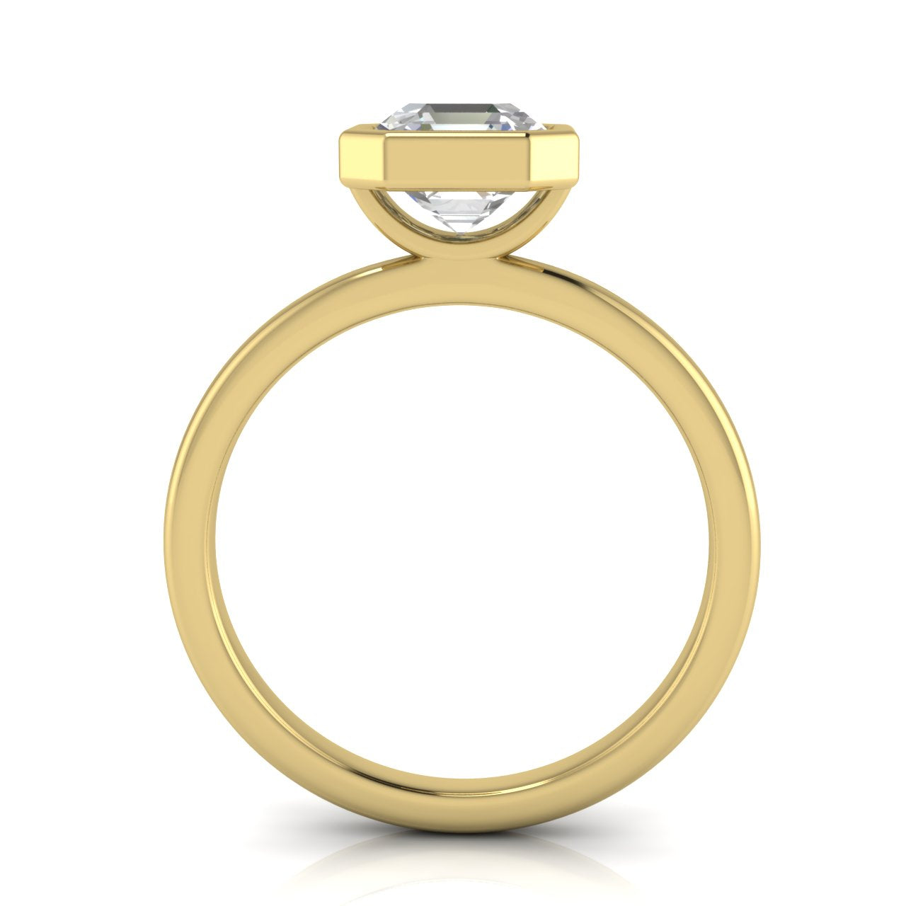 Bezel Emerald Cut Lab Diamond Engagement Ring