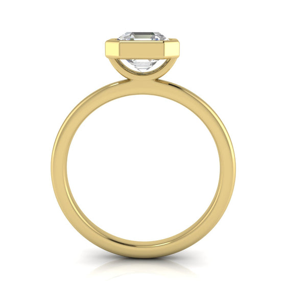 Bezel Emerald Cut Lab Diamond Engagement Ring