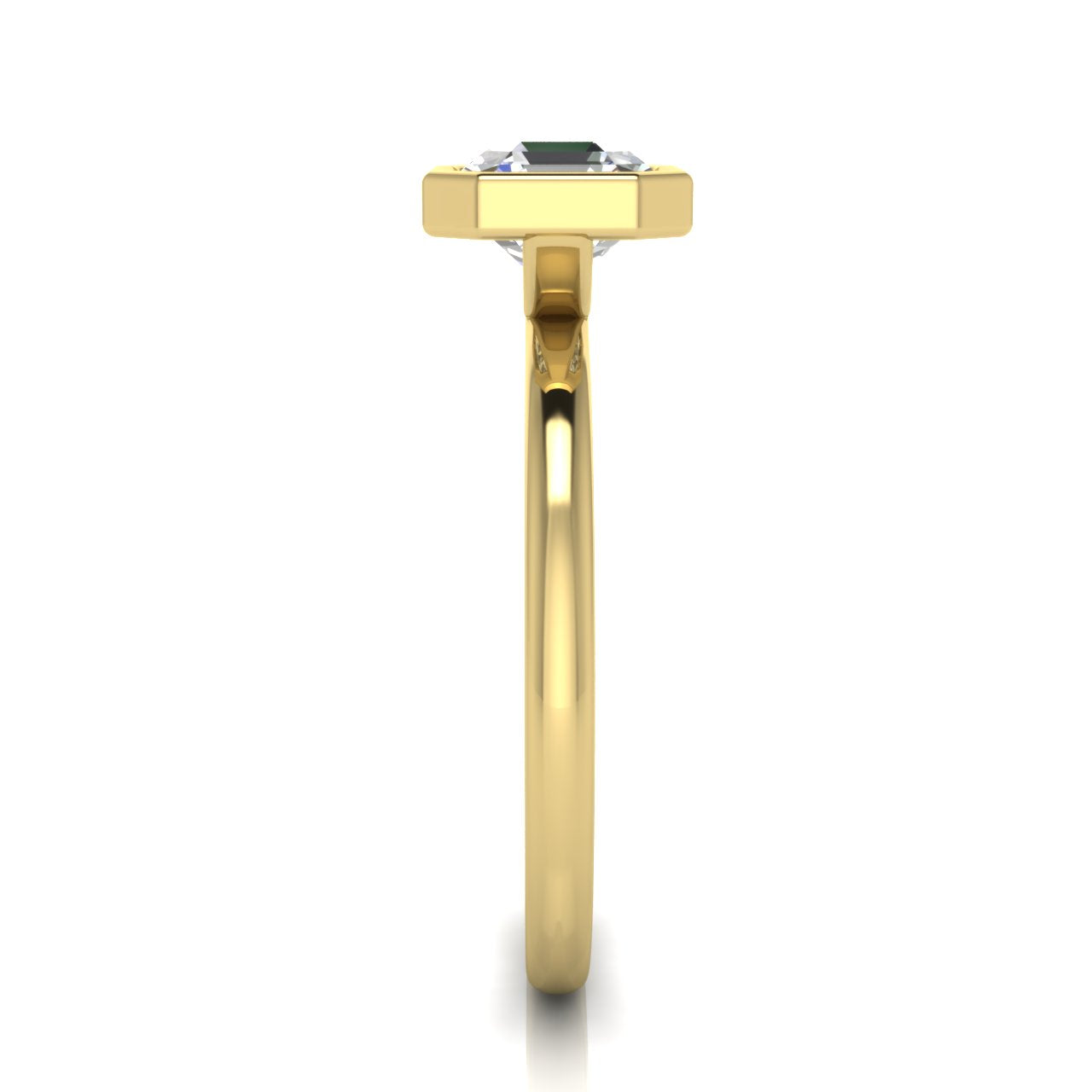 Bezel Emerald Cut Lab Diamond Engagement Ring