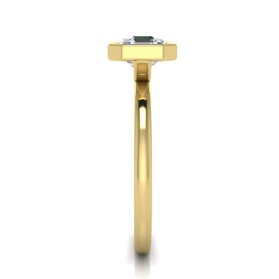 Bezel Emerald Cut Lab Diamond Engagement Ring