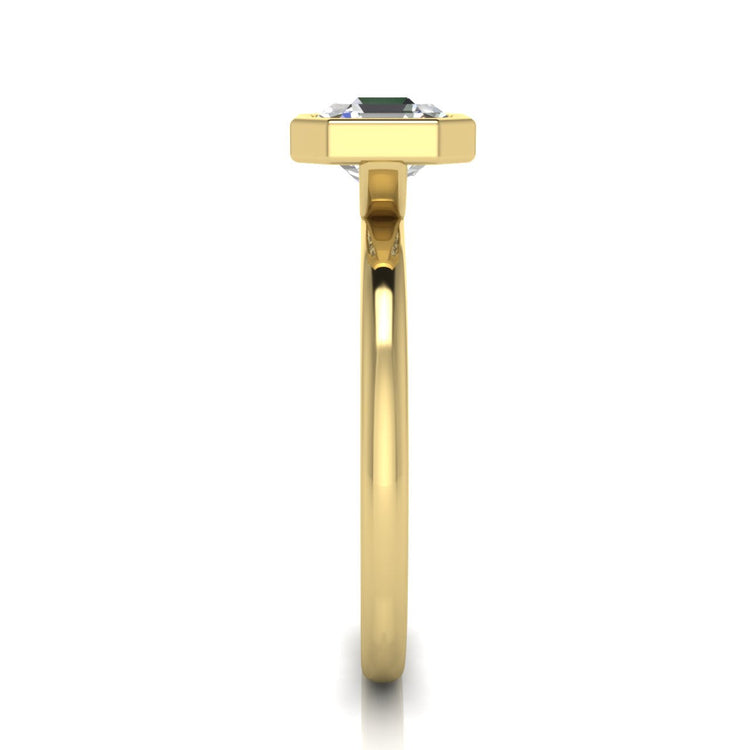 Bezel Emerald Cut Lab Diamond Engagement Ring