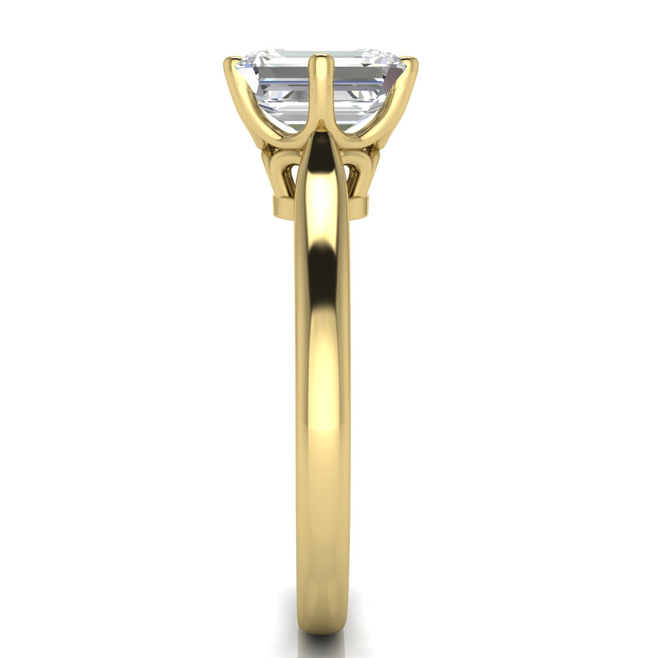 Crown Emerald Cut Lab Diamond Engagement Ring