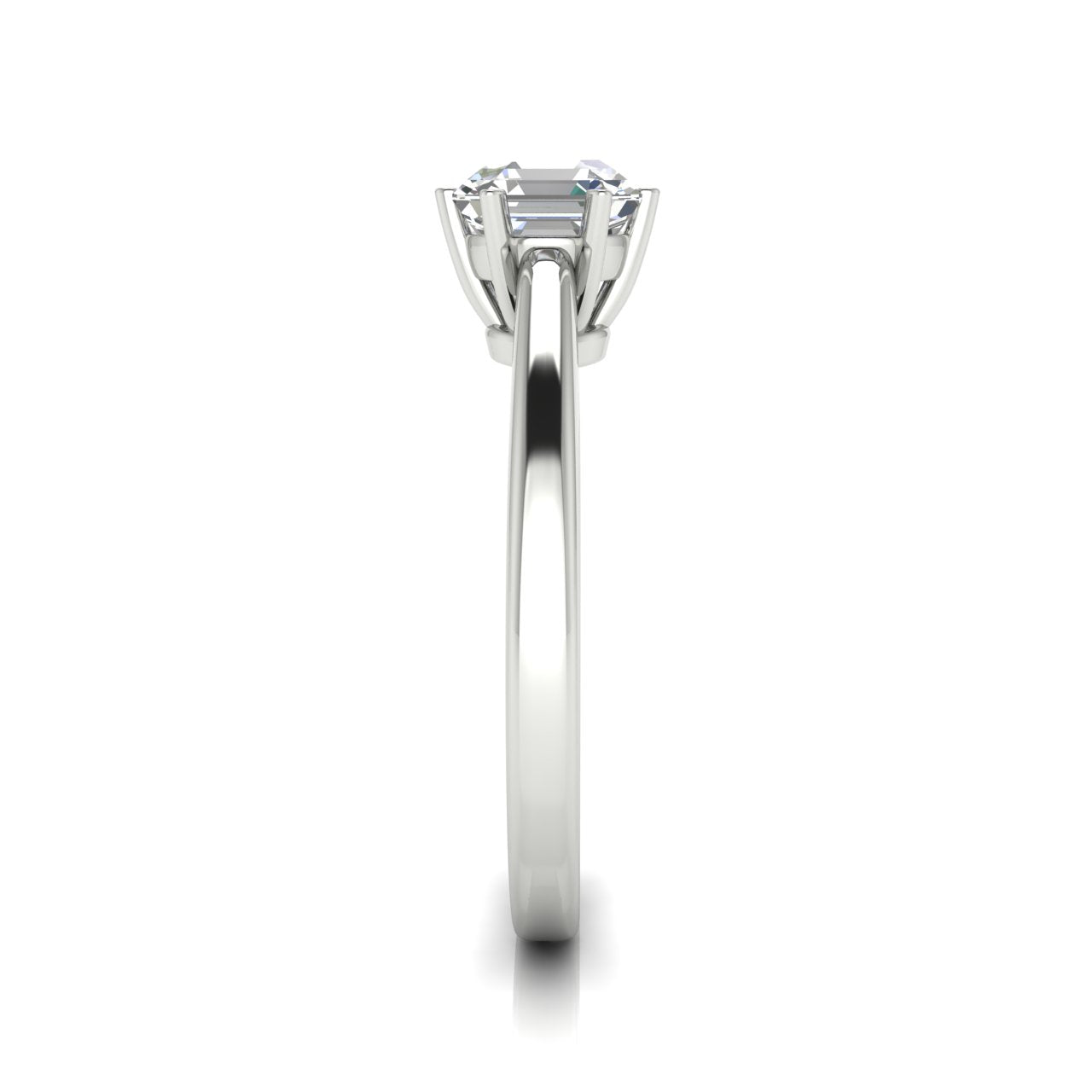 6 Prong Cathedral Emerald Cut Moissanite Engagement Ring