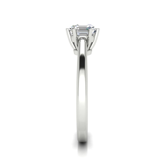 6 Prong Cathedral Emerald Cut Moissanite Engagement Ring