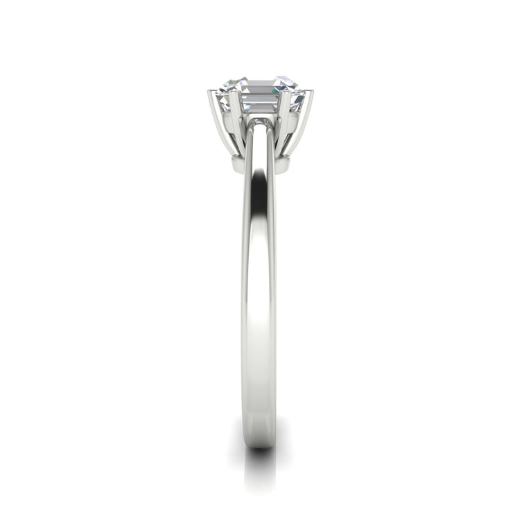 6 Prong Cathedral Emerald Cut Moissanite Engagement Ring
