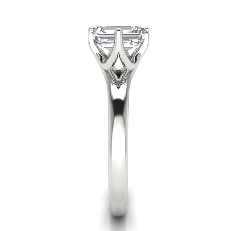 Suspended Emerald Cut Lab Diamond Engagement Ring