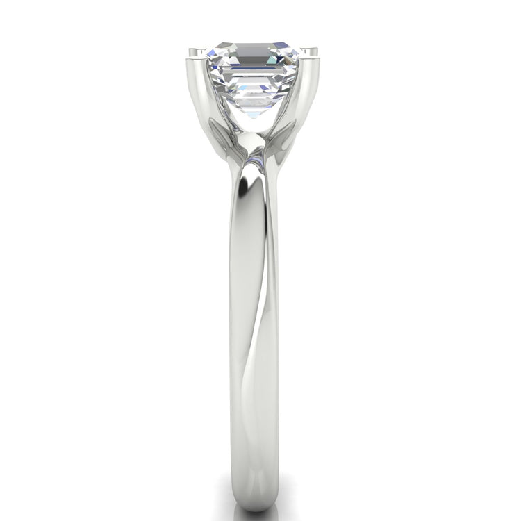 Knife Edge Crossover Emerald Cut Moissanite Engagement Ring