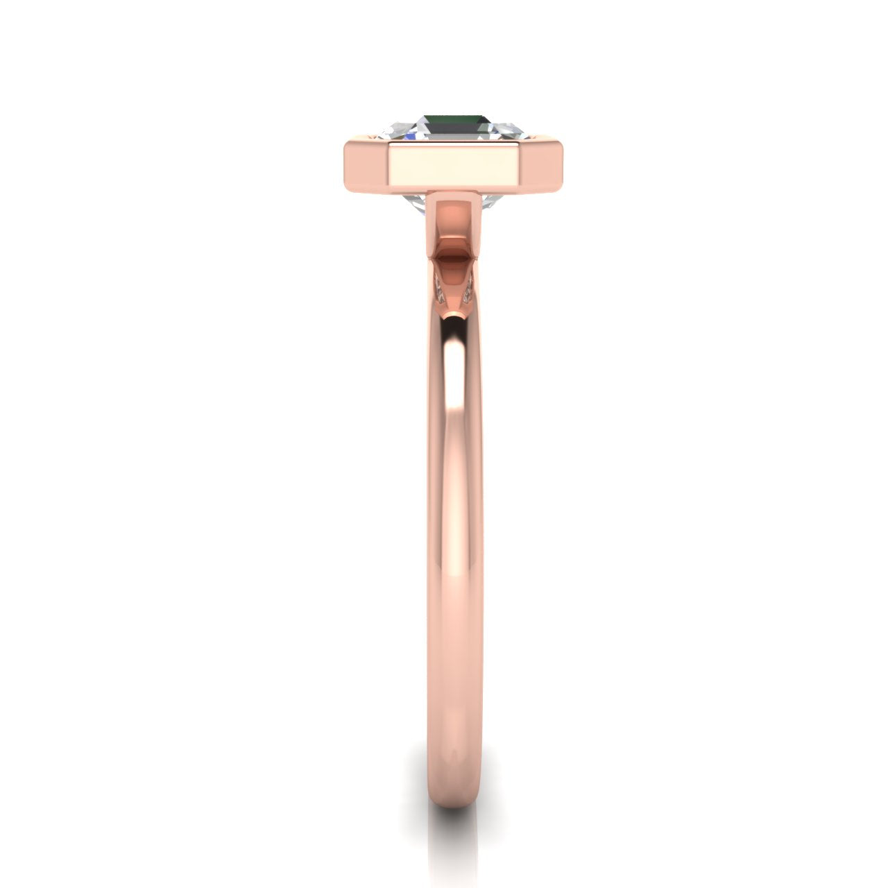 Bezel Emerald Cut Lab Diamond Engagement Ring