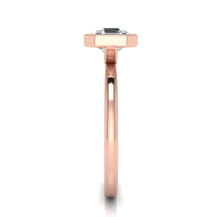 Bezel Emerald Cut Lab Diamond Engagement Ring
