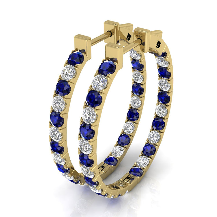 Blue Sapphire Moissanite Hoop Earring
