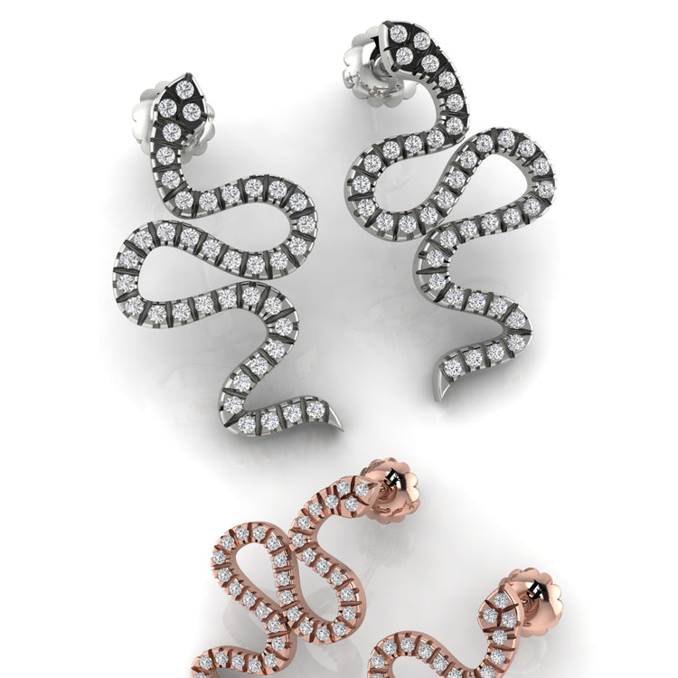Elegant Snake Moissanite Stud Earring