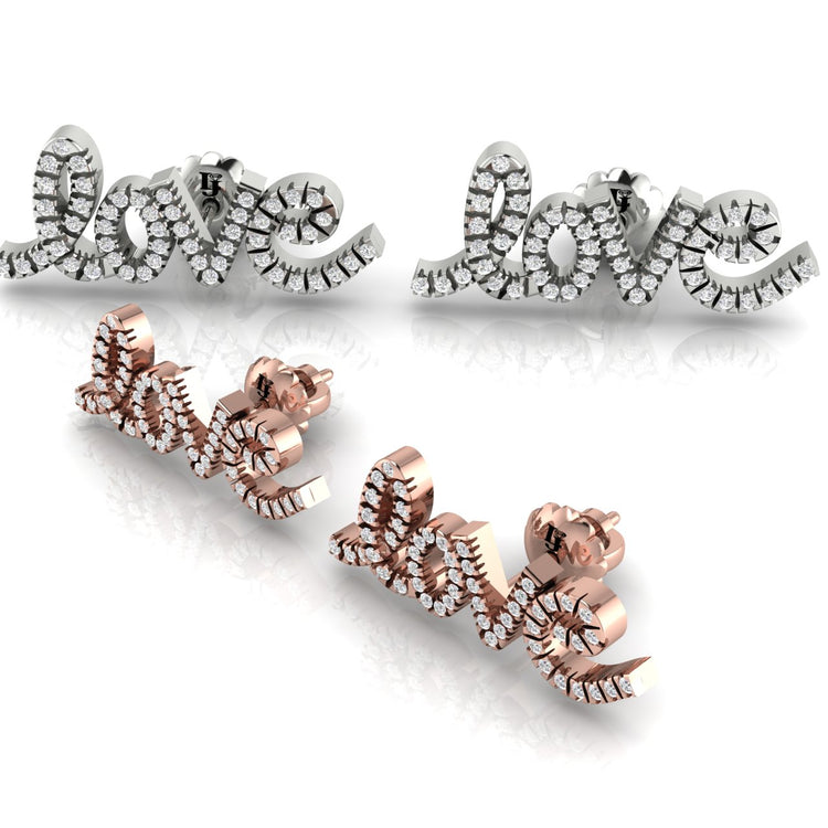 Love Script Moissanite Stud Earring