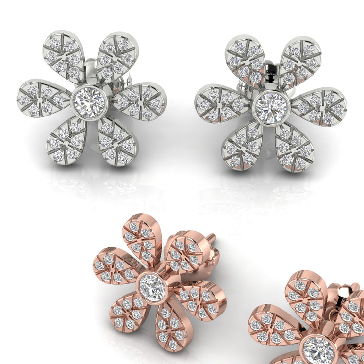 Floral Lab Diamond Stud Earring