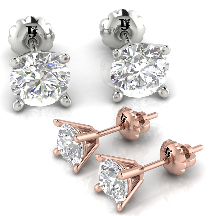 Round Martini Style Lab Diamond Stud Earring