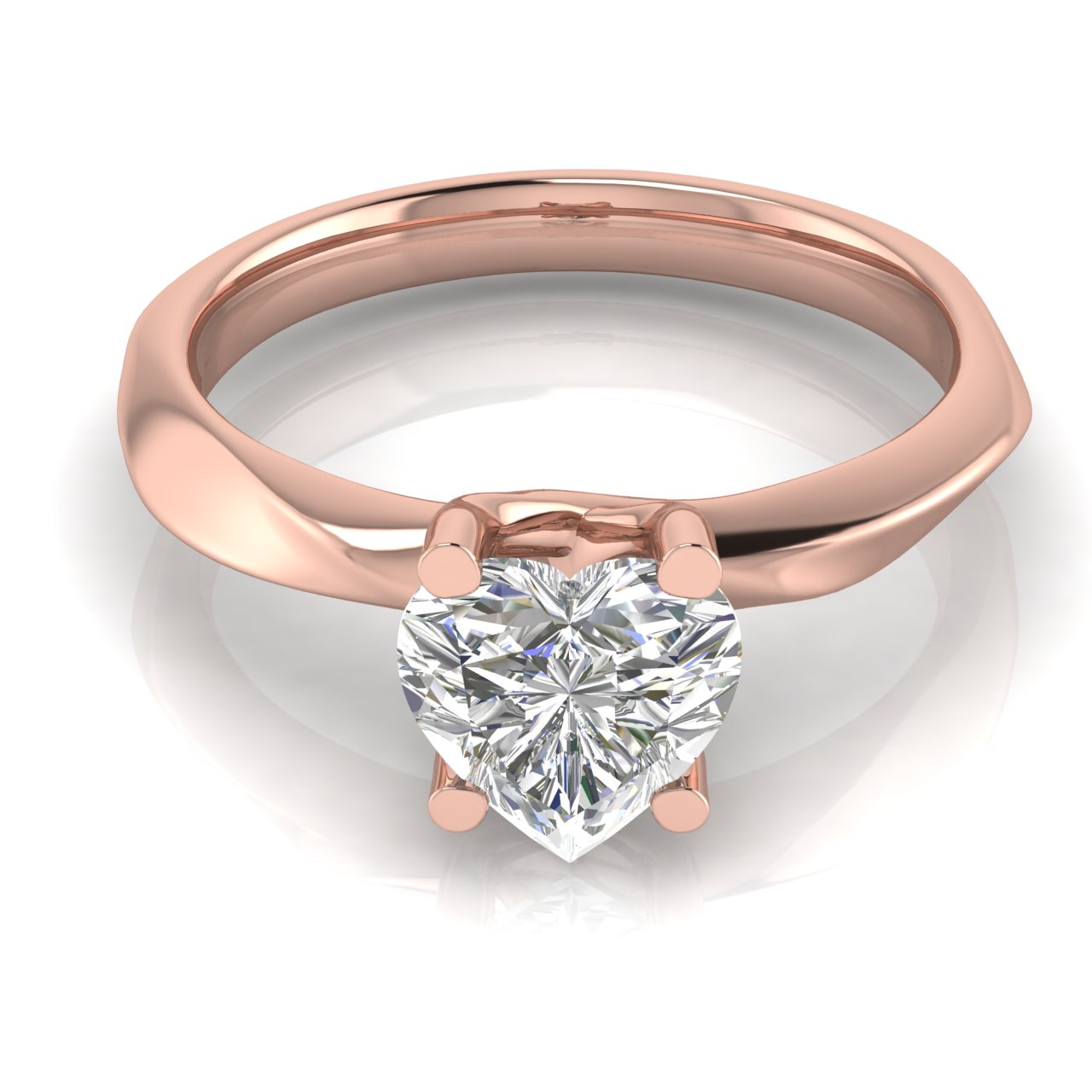 Knife Edge Crossover Heart Shaped Moissanite Engagement Ring