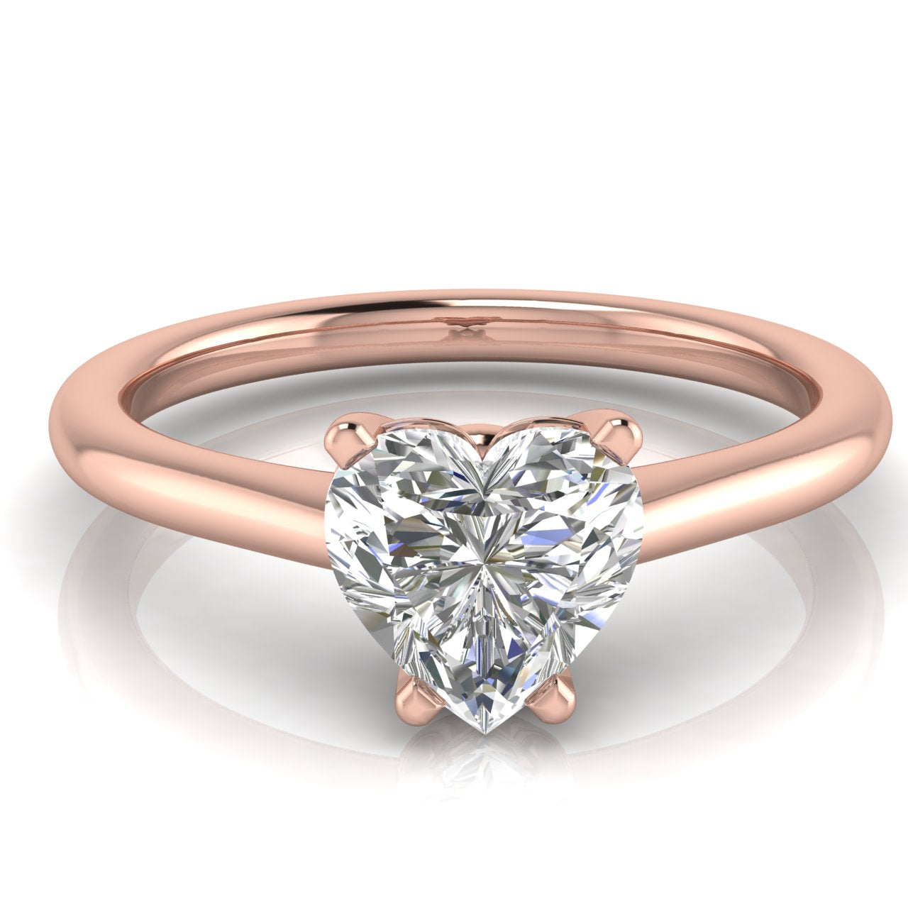 Basket Set Floating Heart Shaped Lab Diamond Engagement Ring
