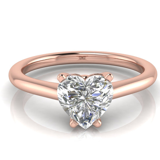 Basket Set Floating Heart Shaped Lab Diamond Engagement Ring