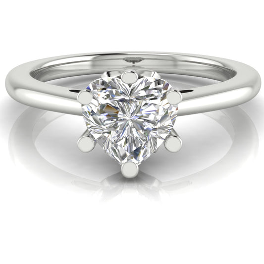 Lotus Pave Heart Shaped Engagement Ring | Moissanite | Lab Grown Diamond