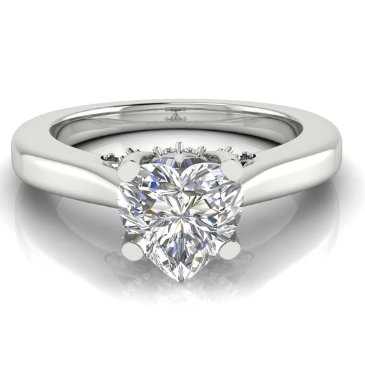 Bridge Paved Heart Shaped Engagement Ring | Moissanite | Lab Grown Diamond