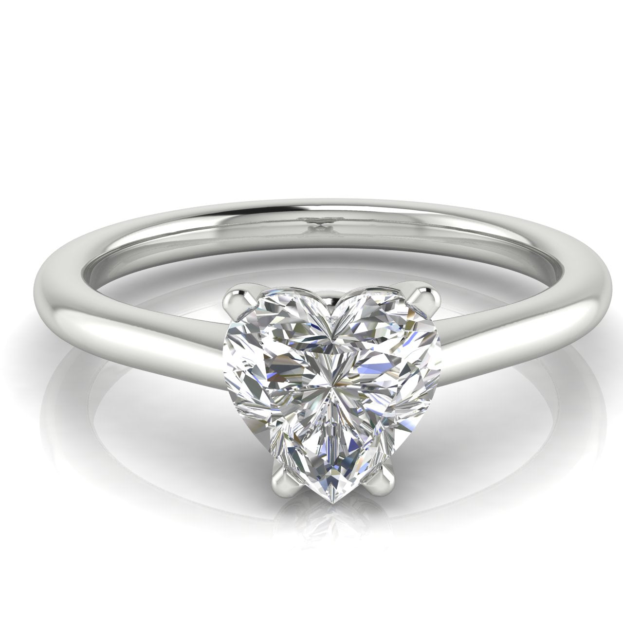 Basket Set Floating Heart Shaped Lab Diamond Engagement Ring