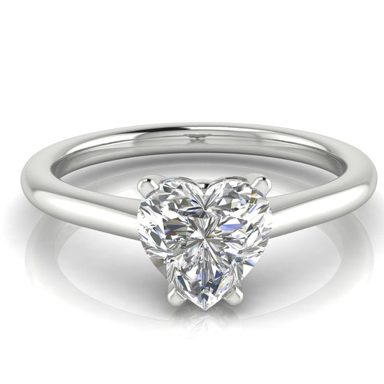 Basket Set Floating Heart Shaped Lab Diamond Engagement Ring