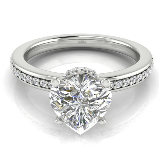 Hidden Halo Heart Shaped Engagement Ring | Moissanite | Lab Grown Diamond