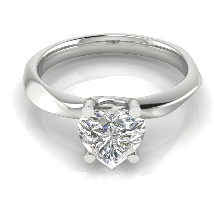 Knife Edge Crossover Heart Shaped Lab Diamond Engagement Ring