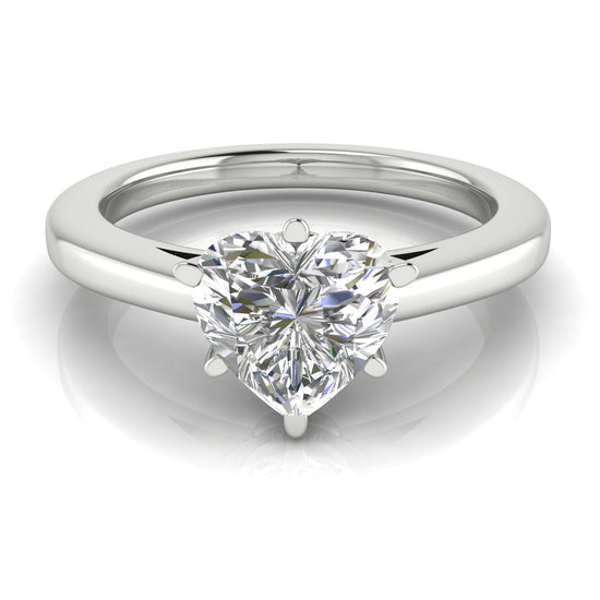 6 prong Cathedral Heart Shaped Lab Diamond Engagement Ring
