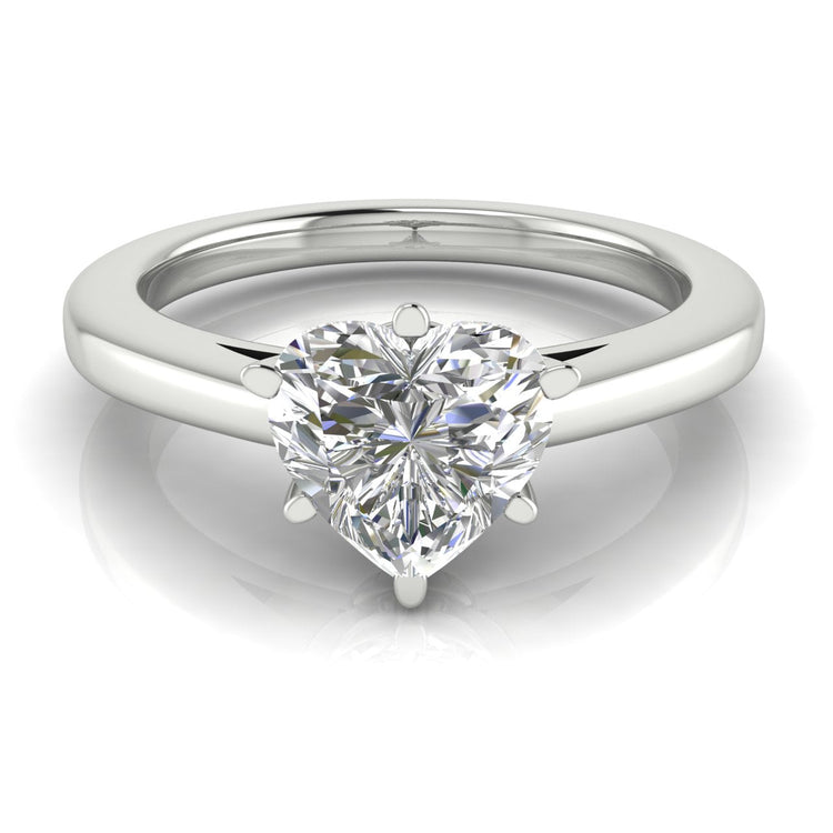 6 prong Cathedral Heart Shaped Lab Diamond Engagement Ring
