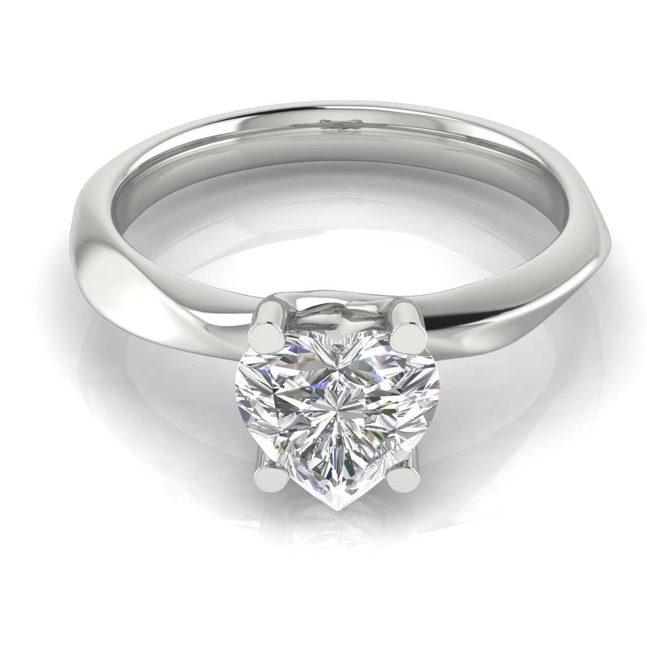 Knife Edge Crossover Heart Shaped Moissanite Engagement Ring
