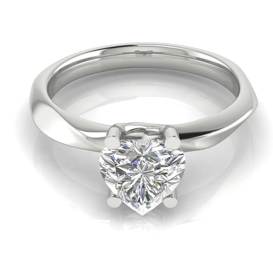 Knife Edge Crossover Heart Shaped Moissanite Engagement Ring